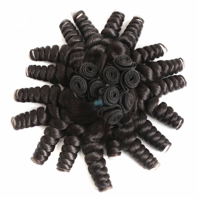Eurasian Funmi Curly 3 Bundles With Closure Tight Spiral Curl Remy Hair Weave