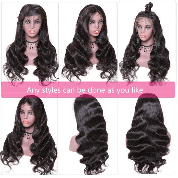 Glueless Pre-plucked Indian Body Wave Lace Front Wig 1B