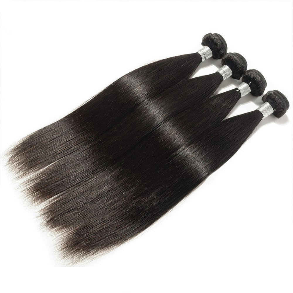 Indian Straight Hair 4 Bundles With 4*4 Lace Closure