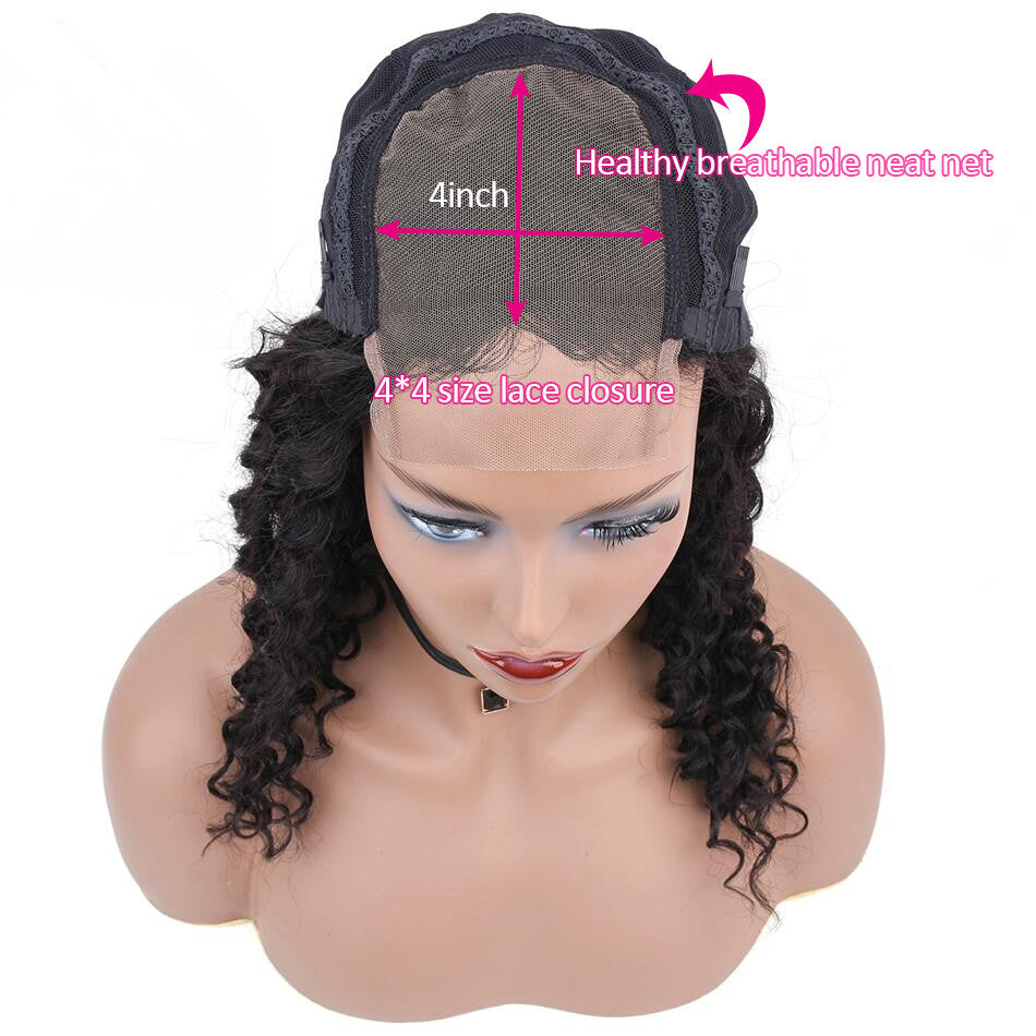 mybombhair 4''*4'' Closure Peruvian Deep Wave Lace Front Wig Virgin Human Hair