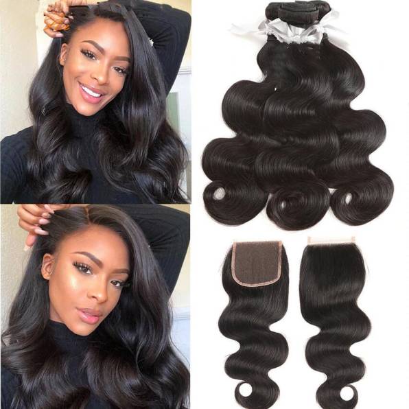 3 Bundles With 4X4 Lace Closure Raw Hair Body Wave