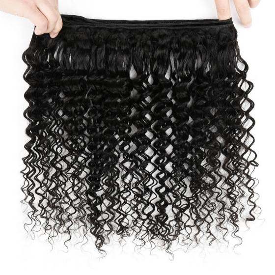 mybombhair 3 bundles Indian Deep Curly Hair Weave 1b