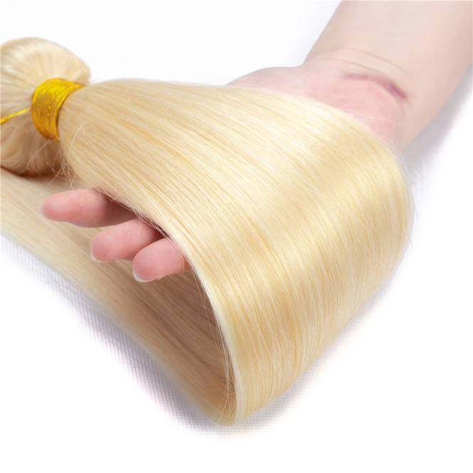 mybombhair blonde 613 Peruvian Straight Hair Weave 3 Bundles 