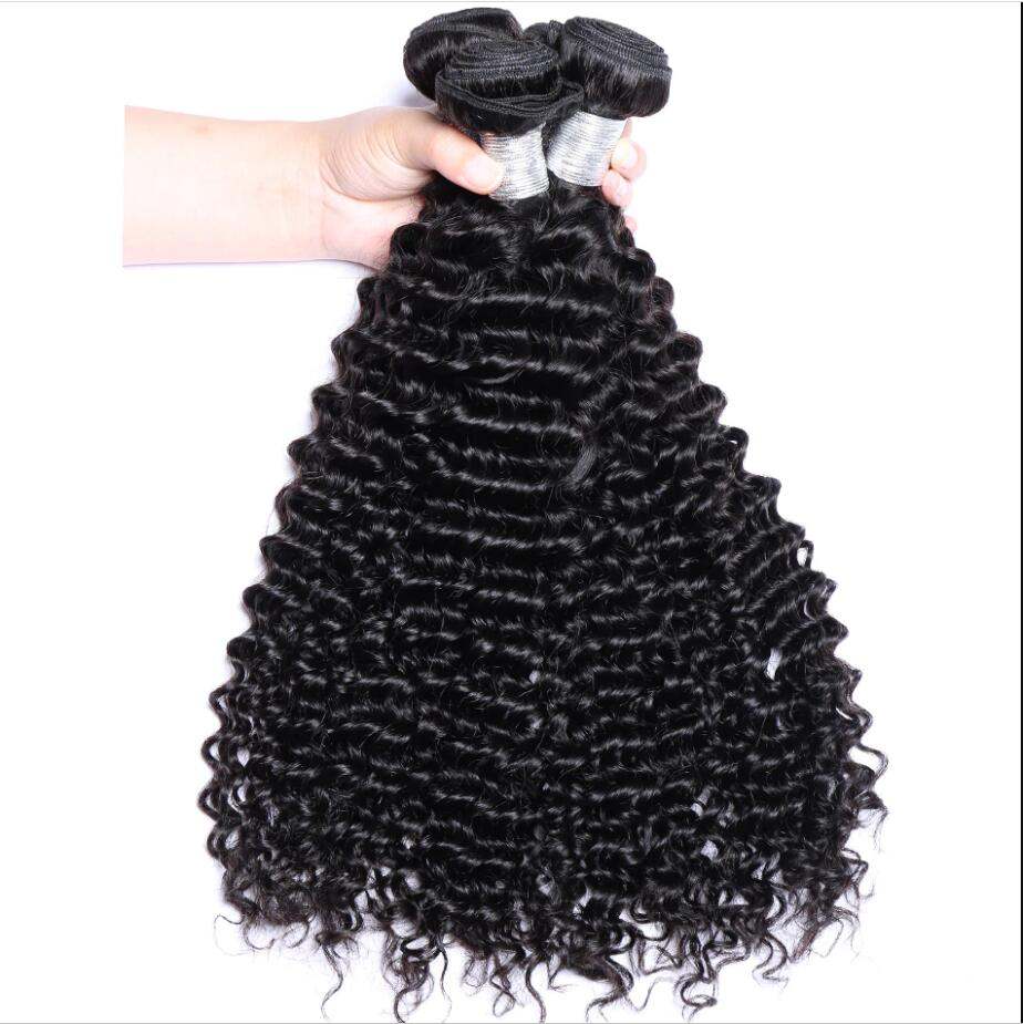 4 Bundle Deals 100% Virgin Human Hair Extensions Brazilian Deep Curly 