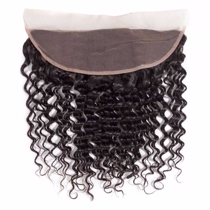 3 Bundles With 13*4 Lace Frontal Closure Malaysian Deep Wave Color 1b