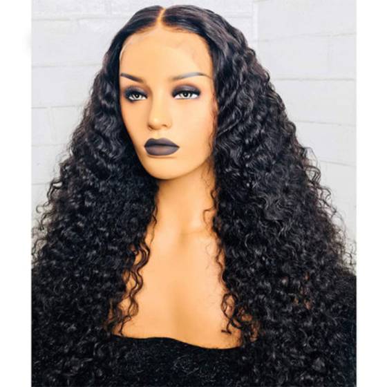 mybombhair Glueless Hd Transparent 13*6 Lace Front Wig Eurasian Curly 1b  