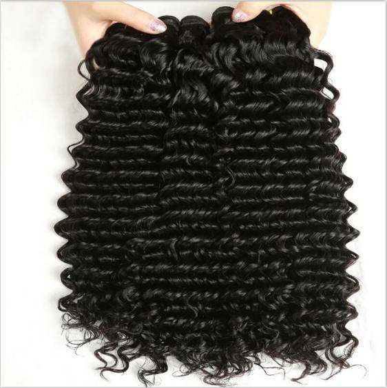 mybombhair 3 bundles Peruvian Deep Curly Hair Weave 1b