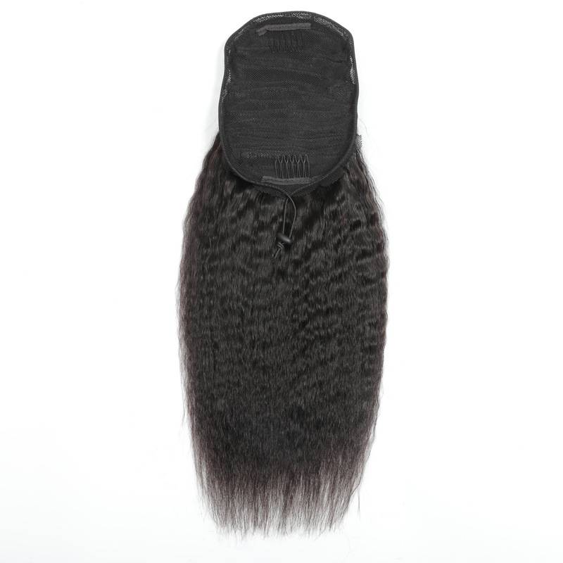 Drawstring Ponytail With Clips in Kinky Straight 1B