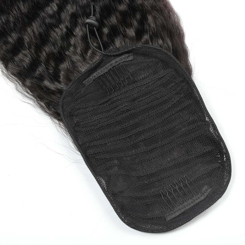 Drawstring Ponytail With Clips in Kinky Straight 1B
