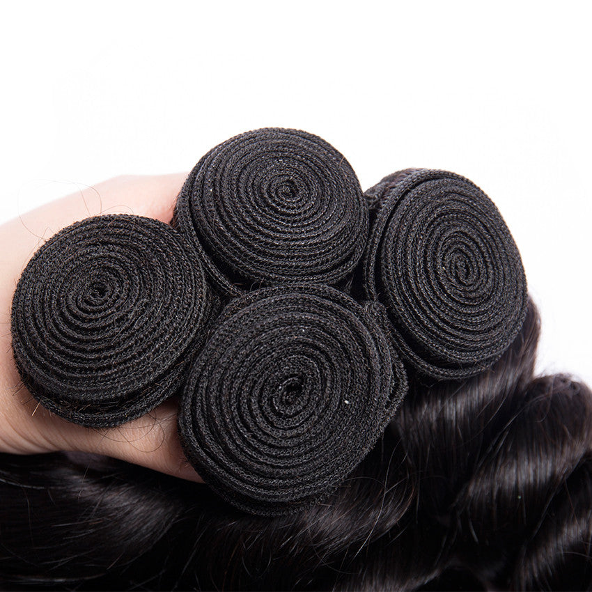 3 Bundles With 4*4 Lace Closure Indian Loose Wave Hair 