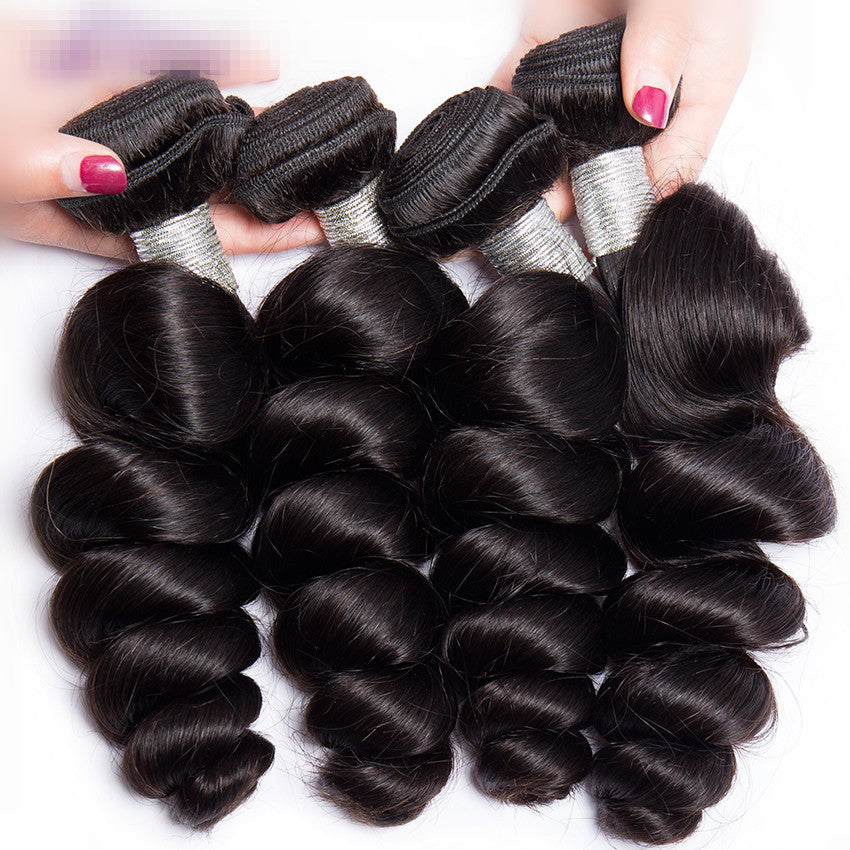 4 Bundles With 4*4 Lace Closure Peruvian Loose Wave Hair 