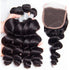 4 Bundles With 4*4 Lace Closure Brazilian Loose Wave Hair 