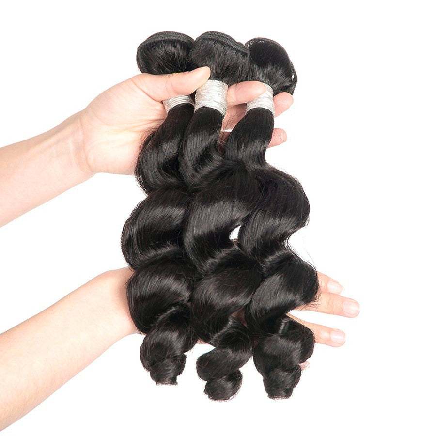 3 Bundles A Lot  8''-30'' Brazilian Loose Wave Virgin Human Hair Weave Color 1b