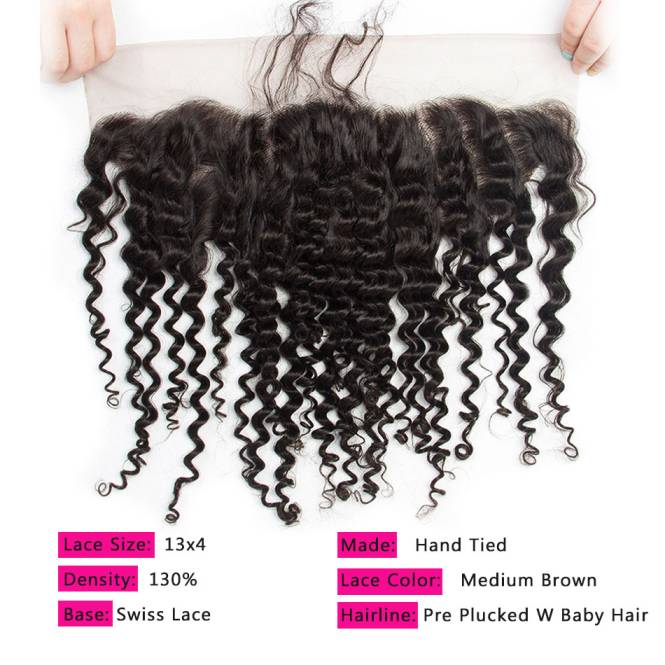 mybombhair 3 Bundles With 13*4 Lace Frontal Closure Eusarian Deep Curly Color 1b