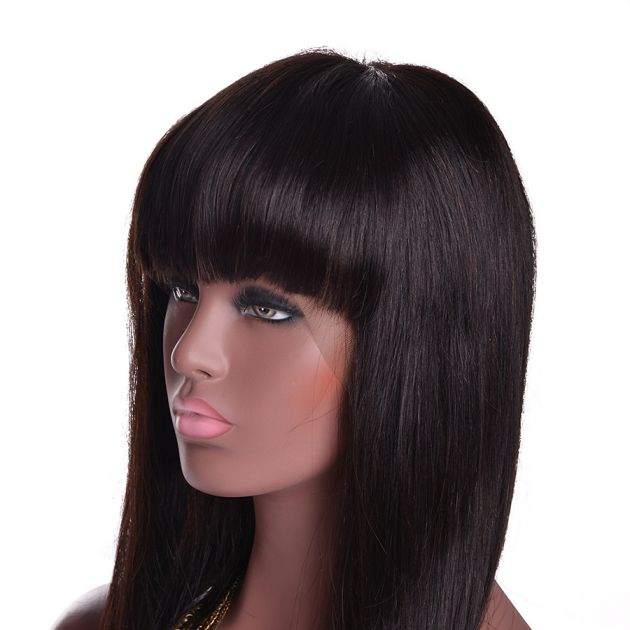 Pre-plucked Bang Lace Front Wig Straight 1b – mybombhair