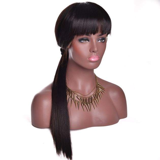 mybombhair Malaysian Straight Lace Front Wig With Bang
