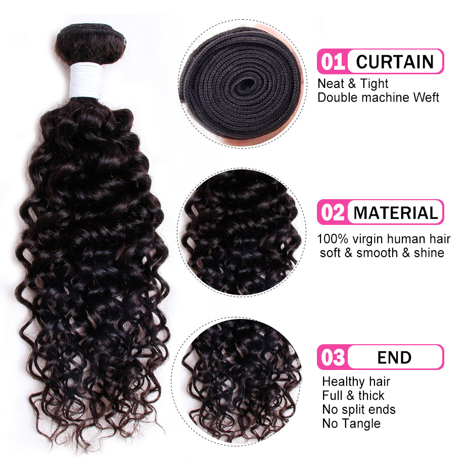 Eurasian Water Wave Hair 4 Bundles With 4*4 Lace Closure 
