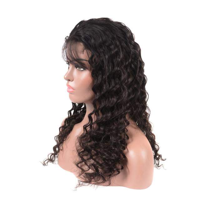 Pre-plucked  Virgin Human Hair Peruvian Water Wave Lace Front Wig
