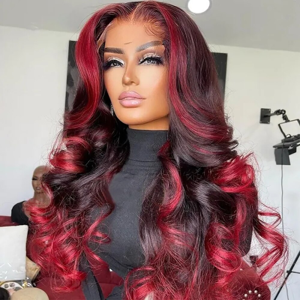Pre-Plucked Highlight P4/Burgundy Body Wave 13X4 Frontal Wig
