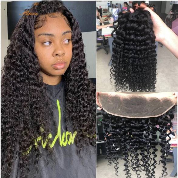 3 Bundles With 13X4 Lace Frontal Water Wave