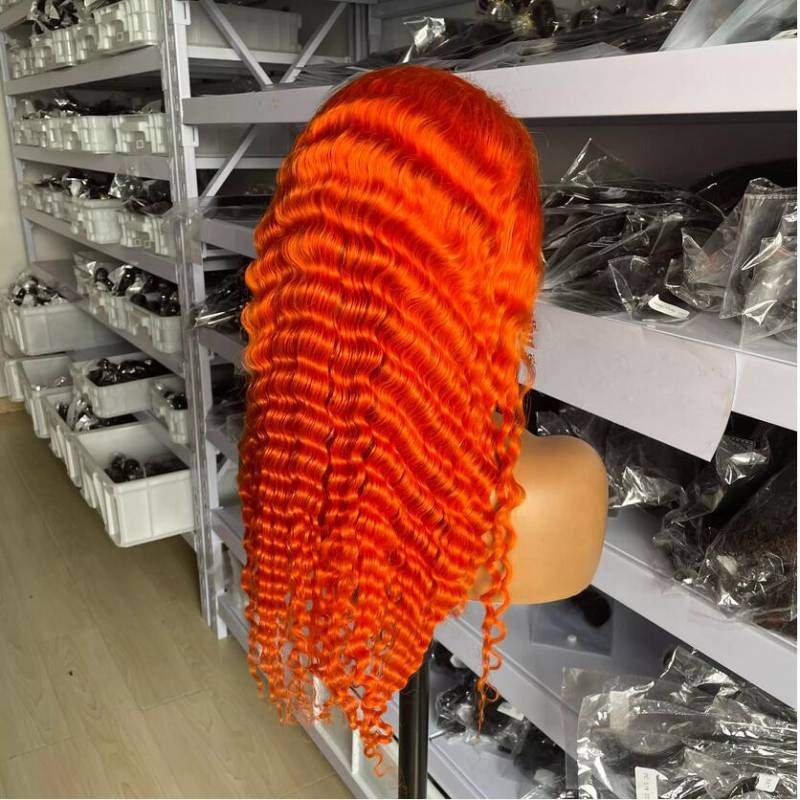 Pre-Plucked Ginger 13X4 Full Frontal Wig Deep Wave