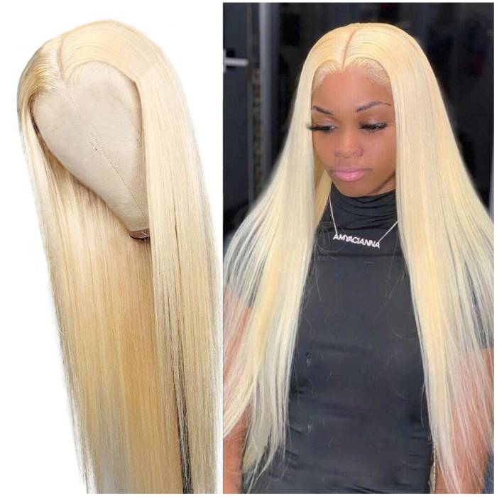 Pre-Plucked 613 Blonde 13X4 Full Frontal Wig Straight