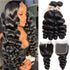 4 Bundles With 4X4 Lace Closure Raw Hair Loose Wave