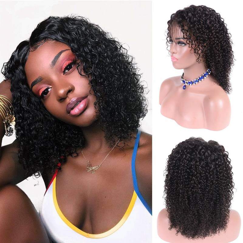 mybombhair 180% Brazilian Tight Curly Bob Lace Front Wig